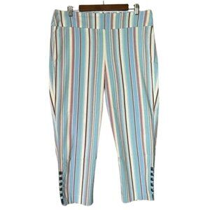 Attyre New York Women's Striped Blue and Pink Capri Pants Size 16
